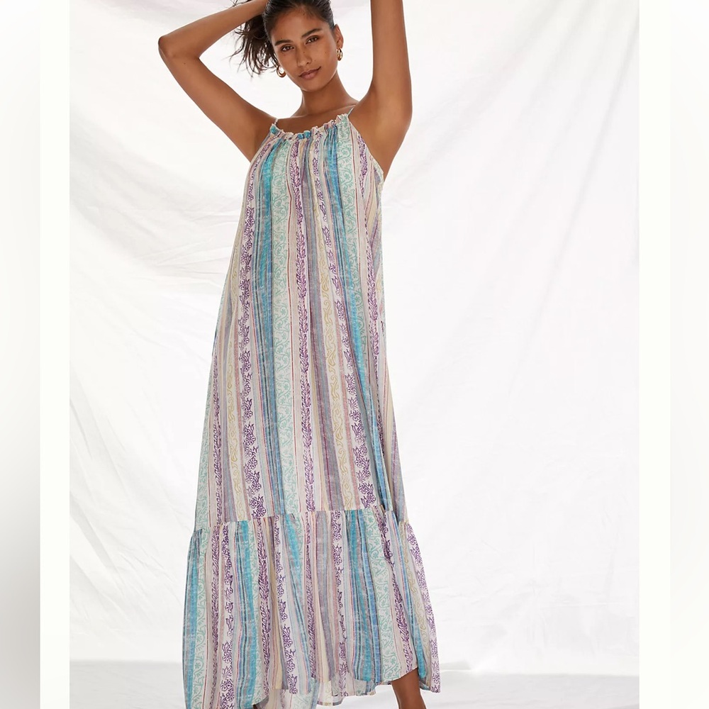 Anthropologie Flounced Maxi Lounge Dress